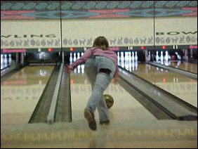 People when they're bowling get in the strangest positions, best captured by the still camera, and do the strangest dances once the ball is rolling, don't you think?