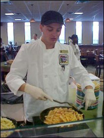 And for more sophisticated pasta dishes, the chef makes it and serves it to you right here at the end of the station.