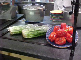 Speaking of Pan Geos, remember how in the old D-Hall how they had the pictures of food on the wall? Now they go a step further, and have food on display throughout, here showcasing some chives and red peppers.