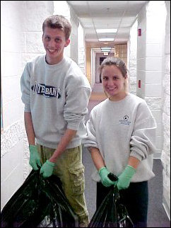 Will and Clare from Campus Crusade for Christ have done an awesome job through the year with a community service project, taking out people's trash throughout the building. We are highly appreciative of their efforts.