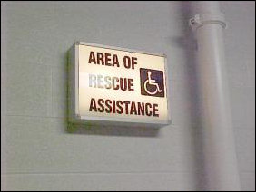 The Area of Rescue Assistance... only to be used if you physically cannot get down the stairs in an emergency, since in an emergency situation, elevators are out of service.