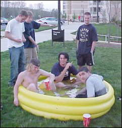 Right here, in view of the Potomac Hall sign... eating dinner, drinking sodas, and smoking cigarettes.