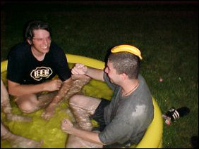 One of these three had a banana that they got from Festival and asked me to bring it over. They expected me to hand it to them. I tossed it into the water, which led to supreme silliness.