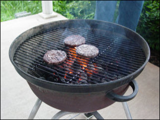 And more hamburgers cook on the grill...