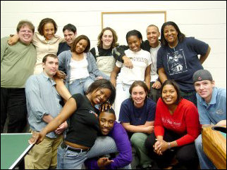 And this would be the Potomac 2002-2003 Hall Staff. In this picture, you will find (top row) me, Brittany, Tony, Kerstyn, Jen, Krystal, Aaron, Mecca, (bottom row) Thomas, Dorian, Donell, Christina, Ashley, and Joe.