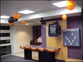 Fifth floor upperclass side had a more feminine touch to it in the decor, and was with one holiday - Halloween.