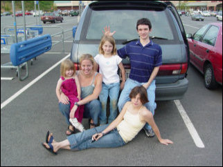 Far beyond the original hand signals in Roanoke, we're in the parking lot at the Kroger in Rocky Mount. Look at that parking job... I'm WAY over. In this picture, in front we have Maggie, then behind Maggie is (left to right) Sarah, Lori, Jane, and Josh.