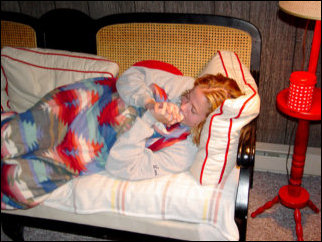 At the end of the day, after Kathleen put her kids to bed, we all gathered around the TV for Dirty Dancing. Most stayed up for the whole movie, but two did not. Lori passed out first, and then after I put the camera down, I was quick to follow, falling soundly asleep on the other couch.