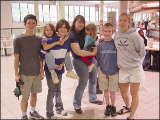 At the Tanglewood Mall food court, we had dinner. Some got Chick Fil-A, and some got Chinese food. The final group for dinner was (left to right) Josh, Jane, Maggie, Kathleen, Sarah, Benjamin (Kathleen's son), and Lori. Not pictured: Me. I'm taking the picture.