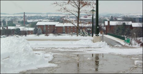 As you can see, the JMU campus and the city beyond are covered in snow.