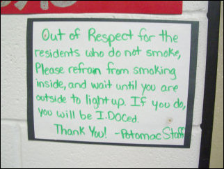 Of course, the freshmen think that just because it's cold, that they can smoke inside. Not so, freshman side! We forced them outside to smoke.