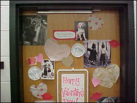 This door is covered with pictures with major "cute" value, as well as paper hearts to perfectly complement the pictures.