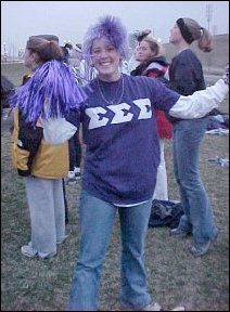 This Tri-Sigma sister was especially noticeable because of her purple wig.