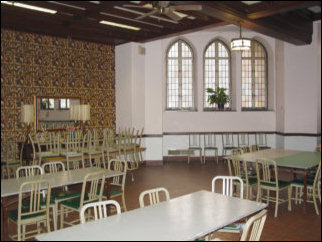 This is the dining room where people ate the food we served. Additionally, the Good Samaritan Worship Service was held here on Sunday morning.